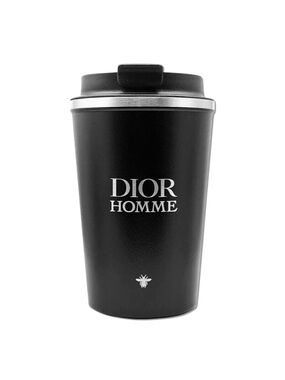 Dior Homme Black Travel Mug with Silver Trim